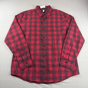 Childrens Place Shirt Mens L Red Plaid Long Sleeve Button Up Casual Preppy NEW